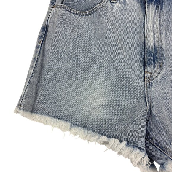 TGLA Denim Shorts Womens Size 30 Light Wash High-Waisted With Fringe Hem - Picture 5 of 9